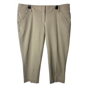 Eileen Fisher Crop Pants Womens XL Beige Organic Cotton Tapered Leg High Rise